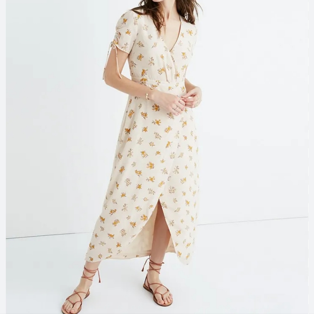 Madewell silk floral wrap maxi dress